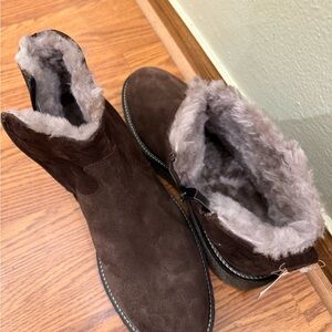 Women's Luxe Brown Suede Winter Boots